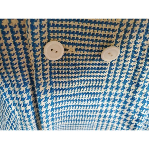 Vtg Ciaosport Ltd. Women’s Teal & Beige Houndstooth Blazer Silk and Cotton Sz 12 - Picture 5 of 12